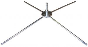 Folding cross base stand with rotating spindle