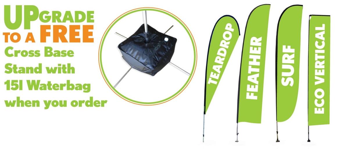 Upgrade to a free cross base stand with 15l waterbag when you order