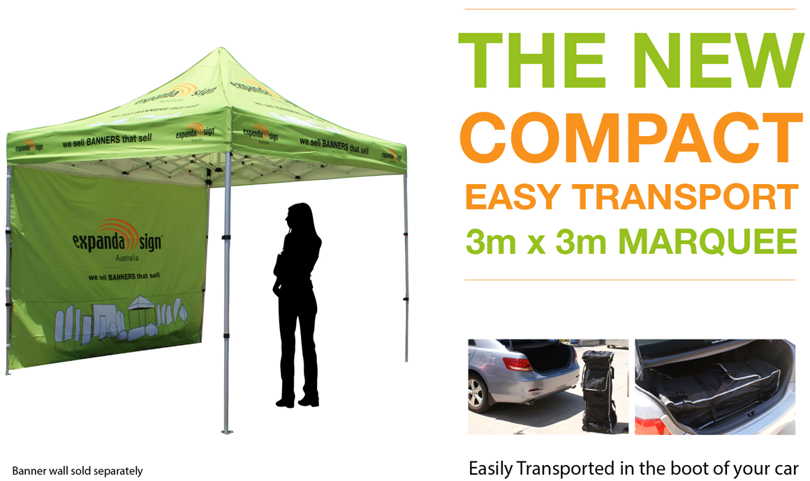 The new compact, easy transport 3m x 3m marquee