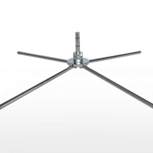 Folding cross base stand with rotating spindle