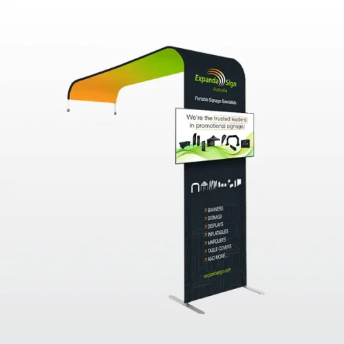 L-Shaped Display with TV Rack