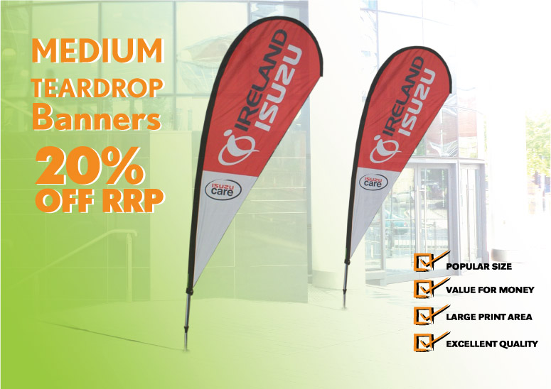 Medium teardrop banners 20% off RRP