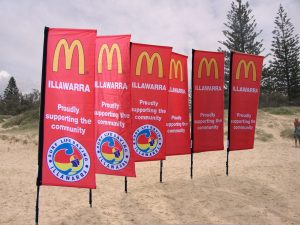 McDonalds vertical banners on the beach