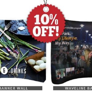 Curved banner walls and Waveline Banner walls at 10% off