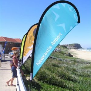 Newcastle Airport teardrop banner